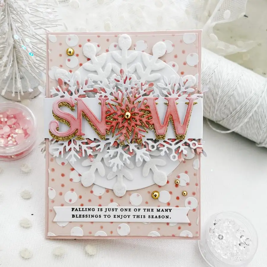 2025 New Arrival Word Snow Snowflake Background Knife Mould Metal Cutting Dies for DIY Scrapbooking Card Making Stencils Crafts