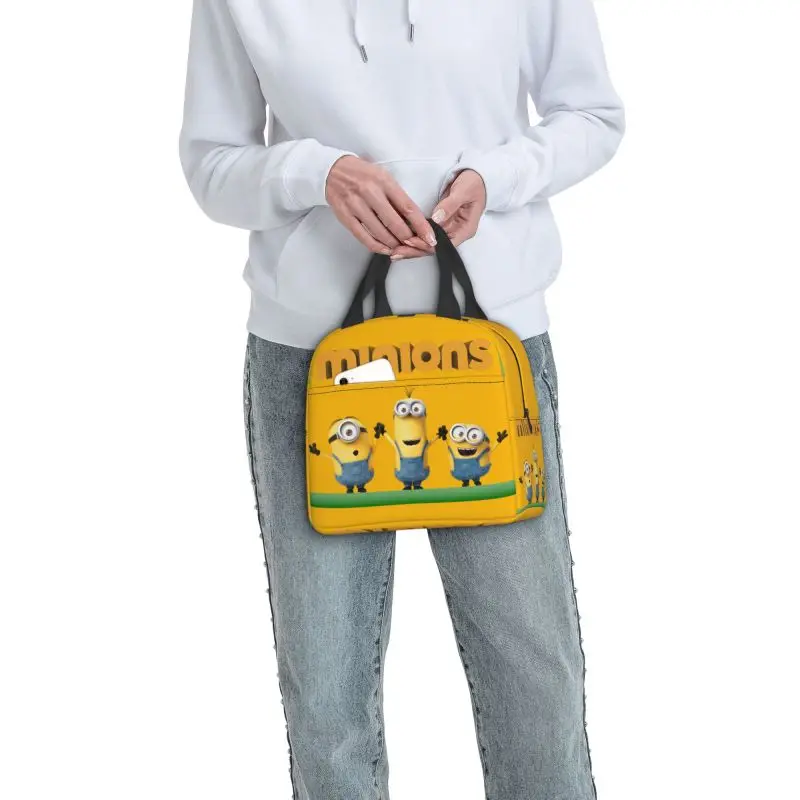 Custom Minions Cartoon Lunch Bag uomo donna Cooler Thermal Insulated Lunch Box per bambini in età scolare