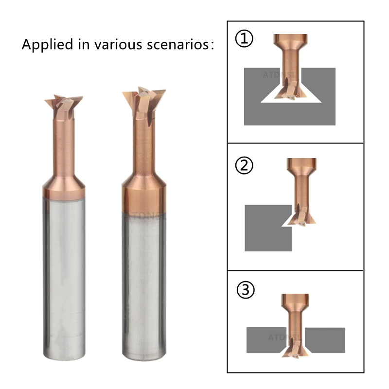 Dovetail Milling Cutter 30 45 60 75 Degree 1mm-20mm CNC T-slot Milling Tool Carbide End Mill Chamfer T type Milling Cutter