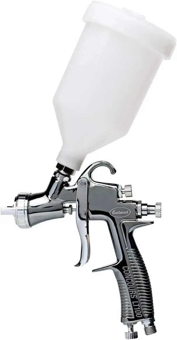 Lt Hvlp Paint Gun Air Gravity Feed Spray พร้อมถ้วยสีพลาสติก 600 Cc ประแจสีและตัวกรองถ้วย & แปรงท่อ & แปรงแบน