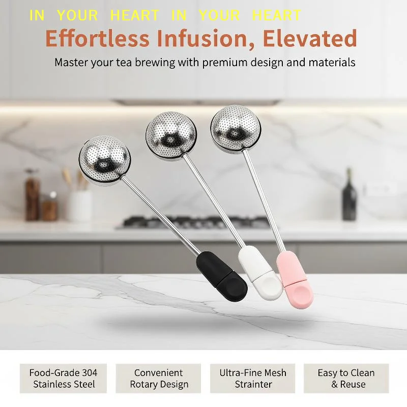 【X】Food Safe Stainless Steel Twist Tea Ball Infuser Fine Mesh Filter Reusable Tea Steeper for Loose Tea Home Office Small Gift