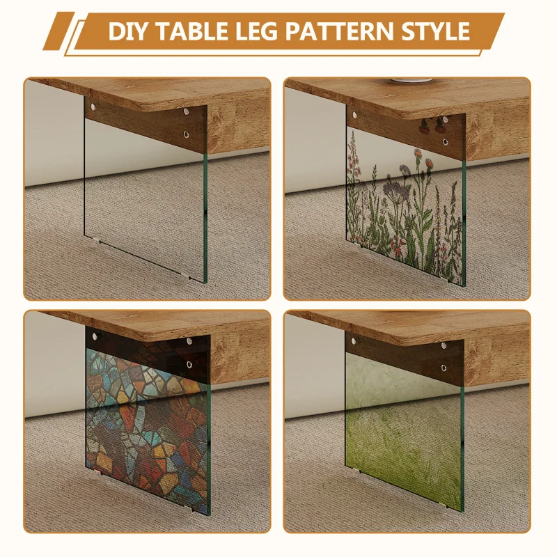 متعددة الوظائف رفع طاولة القهوة الخشب الداكن اللون الحبوب ملصق ضروري للمنازل الحديثة الزجاج المقسى الساقين رفع العلوي #4