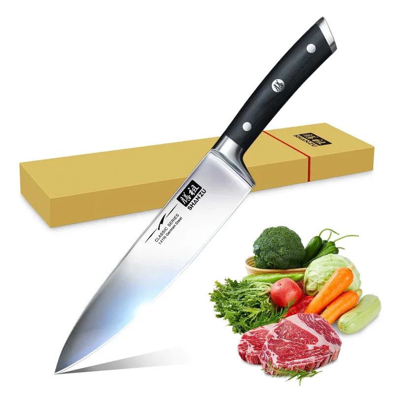 

SHANZU Ultra Sharp Japanese Chef Knife, Stainless Steel Kitchen Knives with Ergonomic Handle for Home