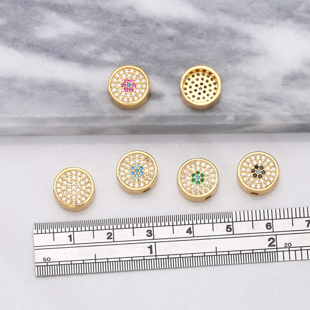OCESRIO Multiple Color CZ Flower Charms for Bracelete Making DIY Handmade Copper Gold Plated Jewelry Making Wholesale chma168 image 3