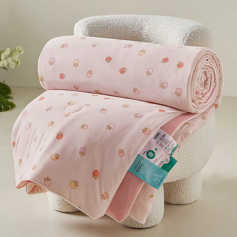 Super Soft Summer Cooling Printed Quilt Cartoon Breathable Smooth Air Conditioning Blanket Quilting Skin-Friendly Home Textiles