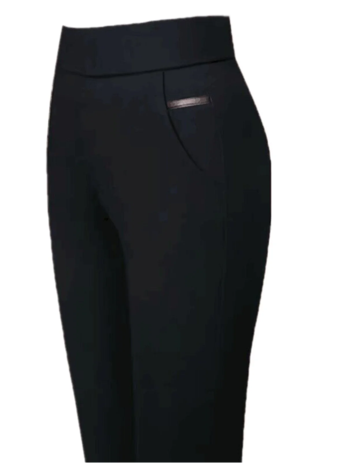 High Waist Thiened Elastic Fce Lined Casual Pants for Older Women Autumn Winter Straight Leg Pants Loose Fit Trousers