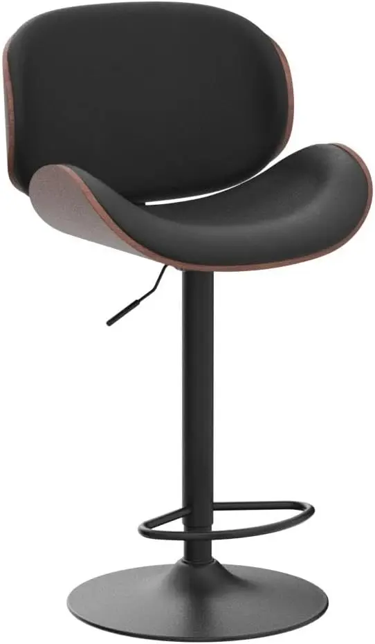 바 스툴 2개 세트, 조절 가능한 회전 가죽 바 스툴, 주방 아일랜드용, 등받이와 발받침이 있는 모던한 카운터 높이 의자