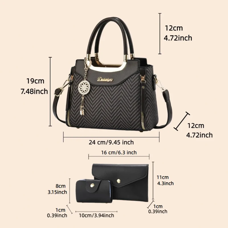 Women's Luxury Messenger Bags Set, Casual Print Handbag & Elegant Commuter Bag, Perfect Gift for Mother's Day, Birthday