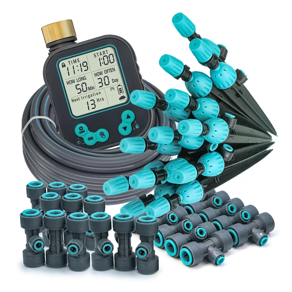 

10/20 м большой ЖК-цифровой таймер 195 см, спринклерный комплект для капельного орошения, DIY Quick Connect, система автоматического полива сада для газона