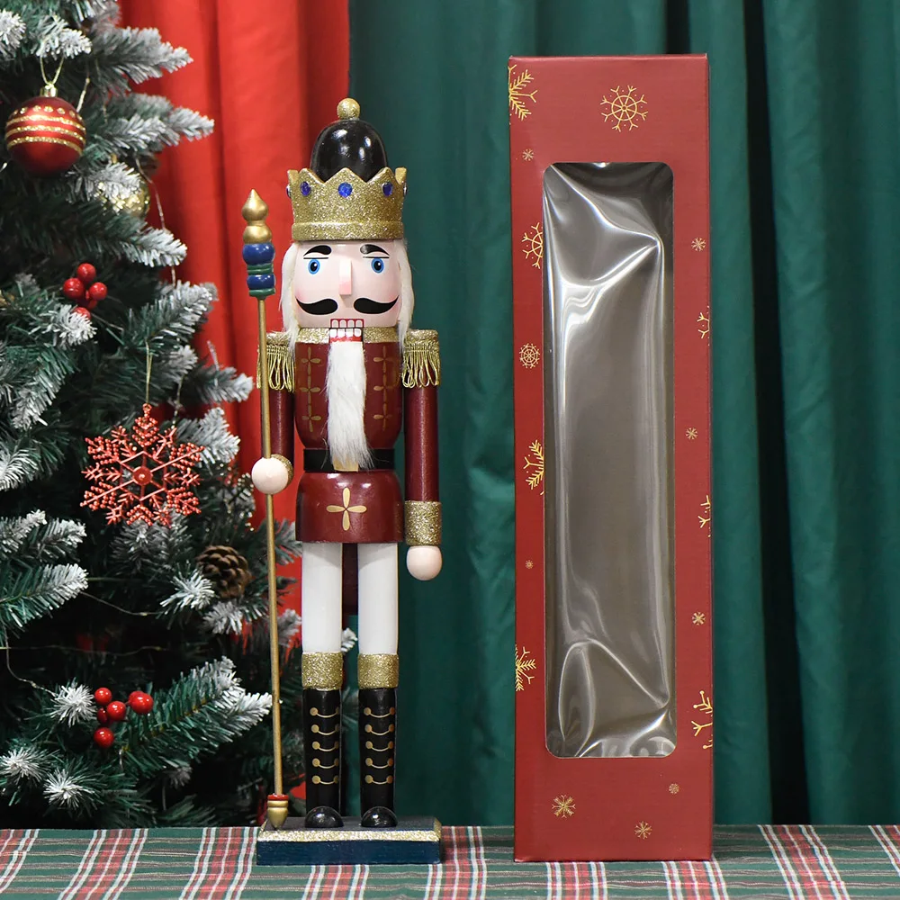 

Christmas Decorations Hot Decorative Ornaments Nutcracker Sceptre King Wooden Nutcracker Figurine for Decoration Collection