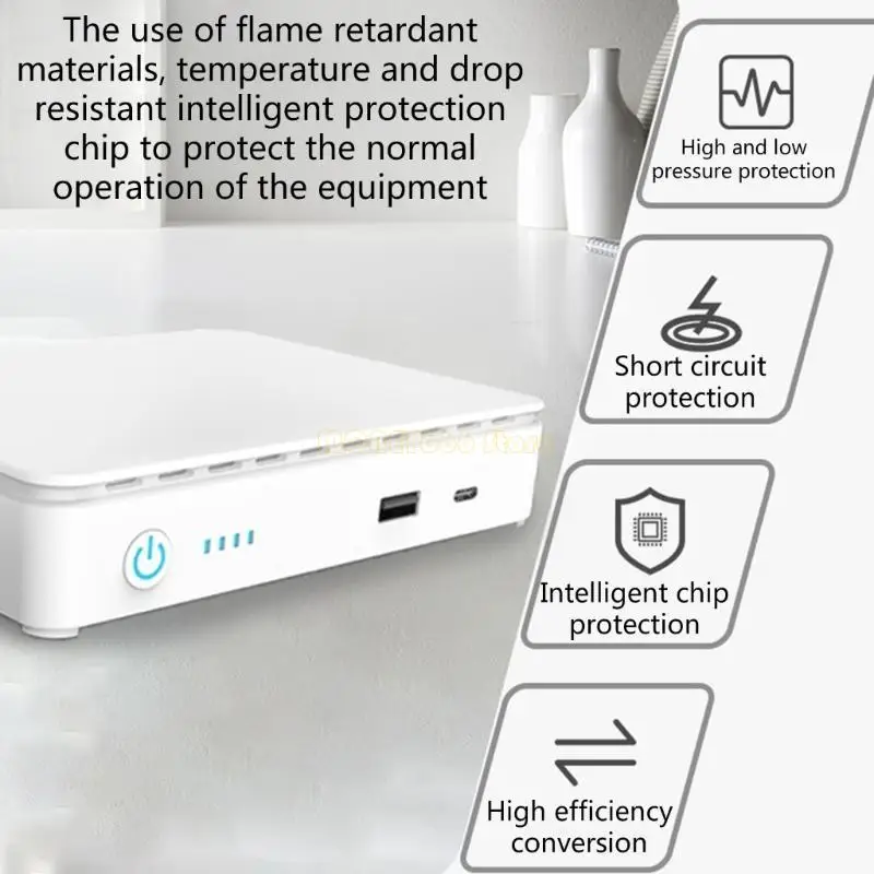 F62C MINI UPS إمدادات الطاقة دون انقطاع ، 10400 مللي أمبير في الساعة 15600 مللي أمبير في الساعة الطاقة الاحتياطية للبطارية