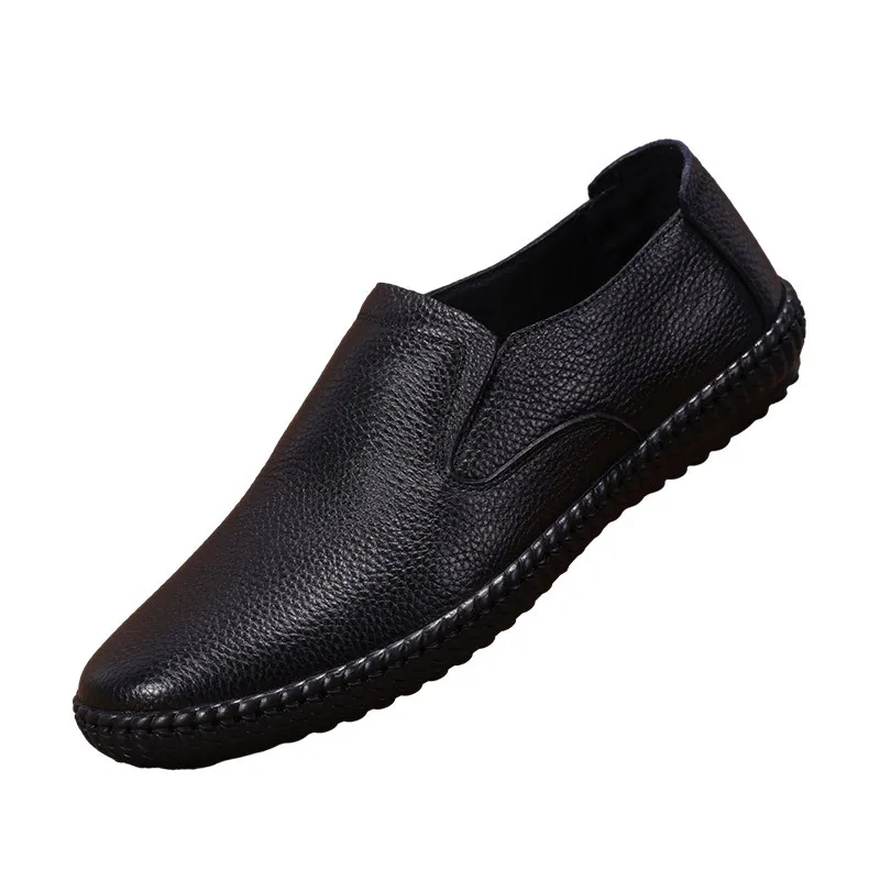 Full grain leather men loafer soft vamp shoes