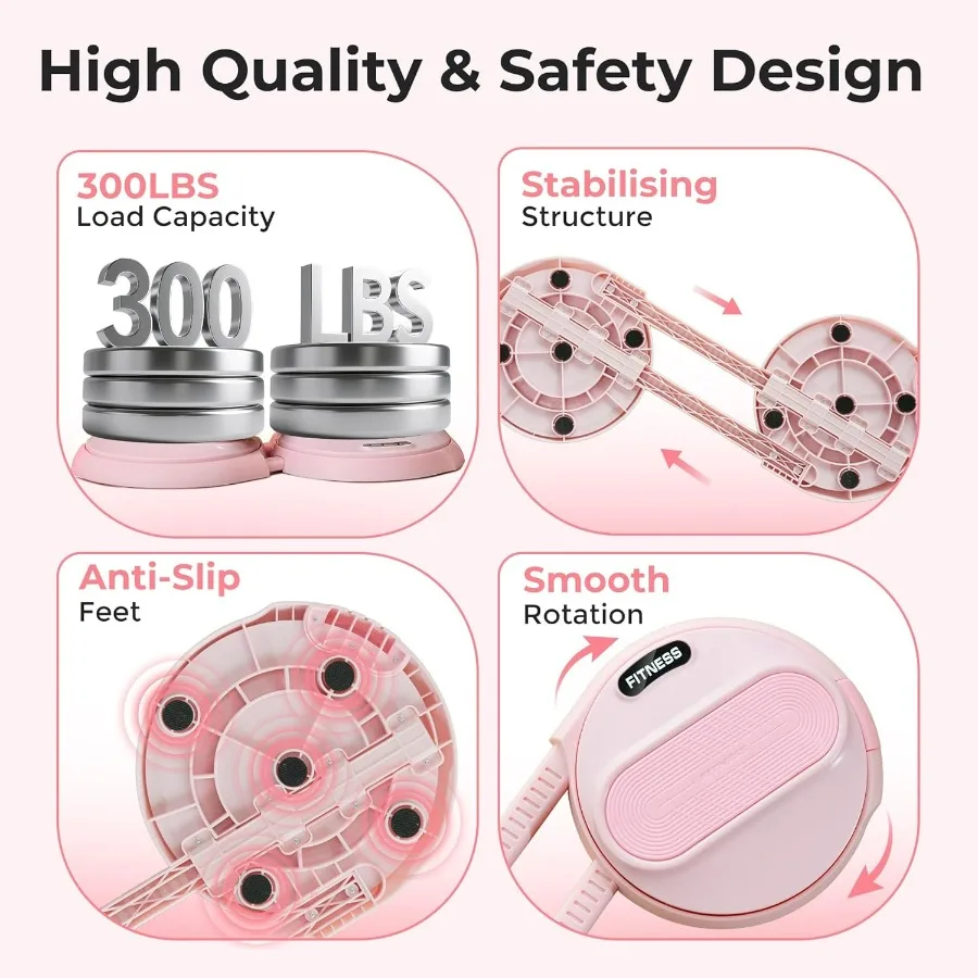 آلة لف الخصر ممارسة Ab Twister Board MAX 300LBS عد ذكي وقت السعرات الحرارية مع 2 أشرطة مقاومة 3 Adj #6