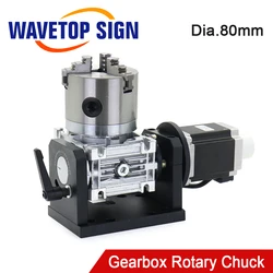 WaveTopSign Gearbox Rotary Worktable Chuck 80mm for Laser Marking Welding Cutting Machine