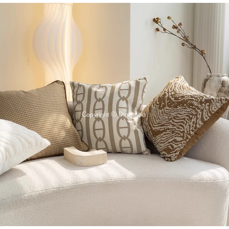 Diphylleia CD Style Inspired Chian Link Pattern Jacquard Cushion Cover Modern Geometry Pillow Case For Sofa Couch Bedroom Office