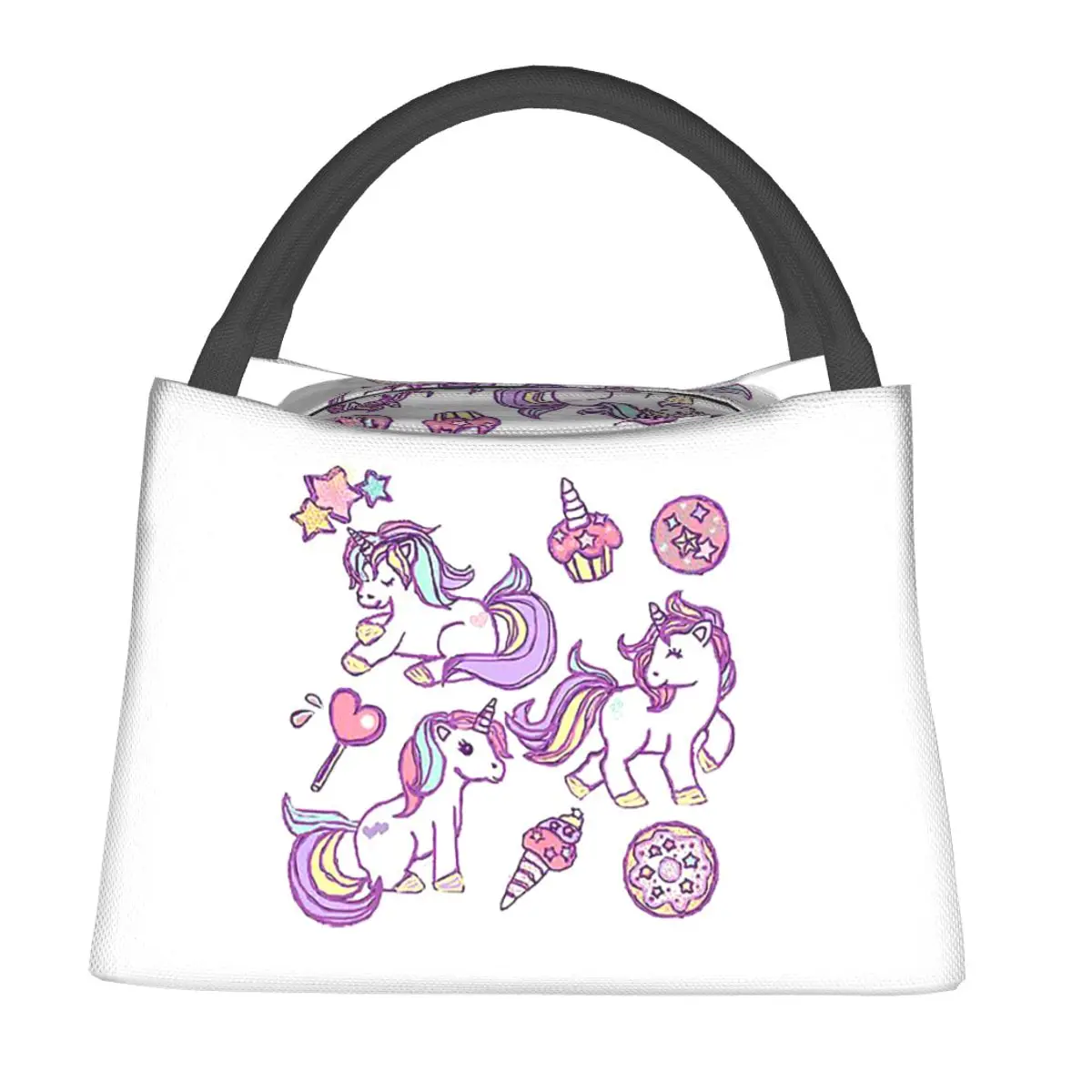 Ice Cream Unicorn Lunch Bags Insulated Bento Box Resuable Lunch Tote Picnic Bags Cooler Thermal Bag for Woman Student Office