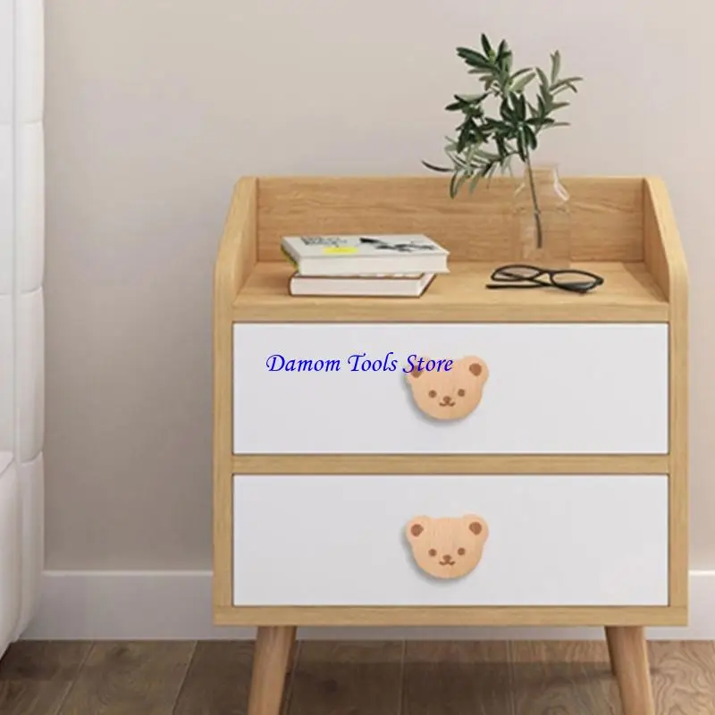 57BE Star- Moon Bear Heart Wooden Cabinet Knobs- Cupboard Furniture Drawer Pulls
