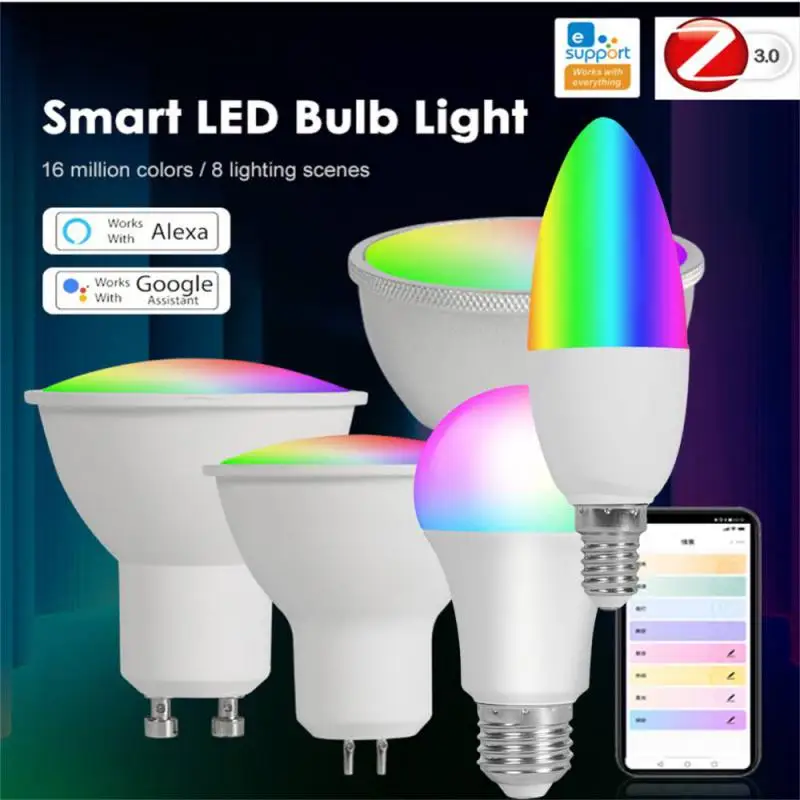 Ewelink Zigbee Light Bulb E27/E14/MR16/GU10 Dimmable Led RGB Spot Light Bulbs Color Changing Work With Alexa Smartthings Mqtt