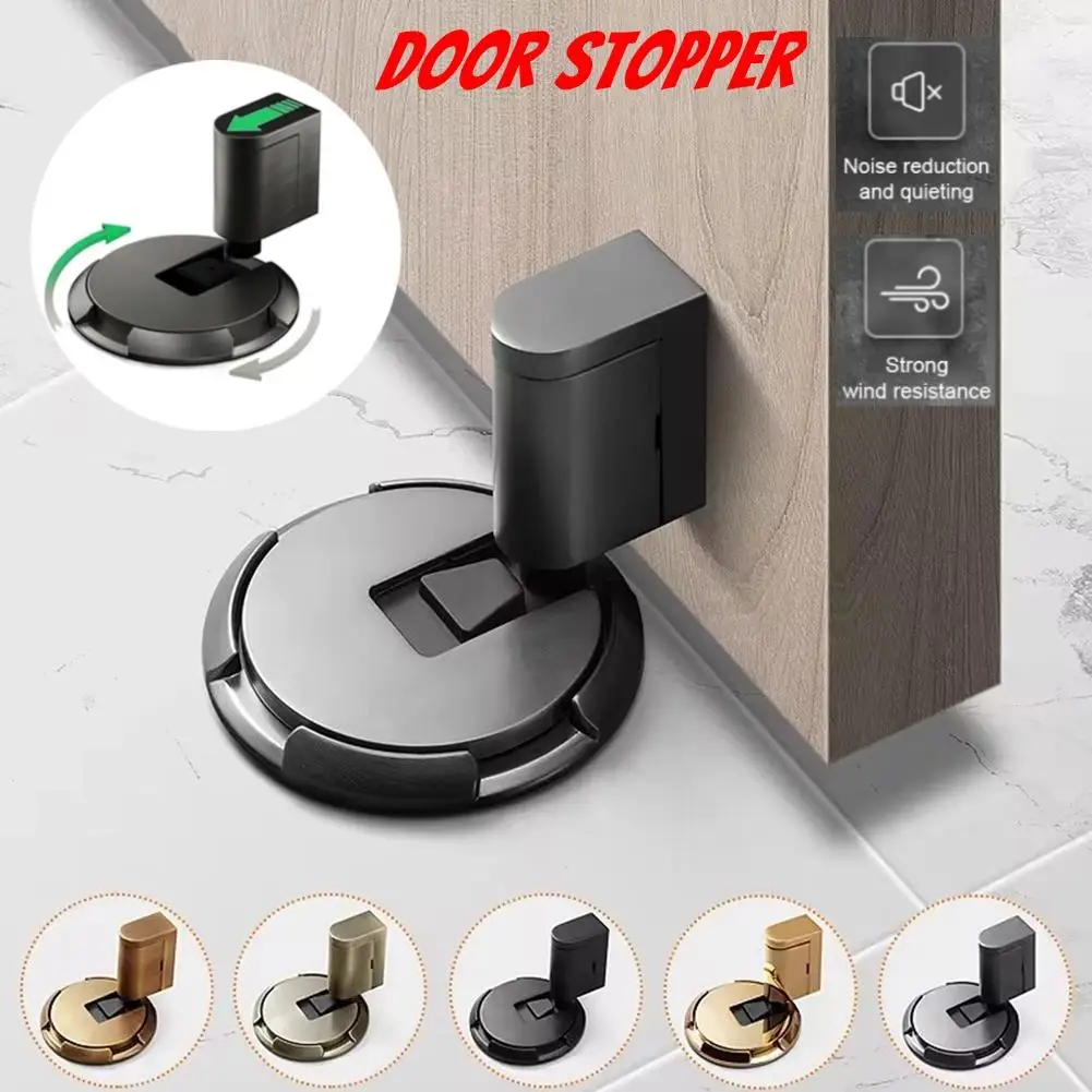 Adjustable Alloy Door Stop Punch-free Strong Magnetic Anti-collision Door Stopper Invisible Bathroom Floor Door Stop