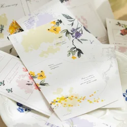 15 pcs Ink and wash flower theme Material paper Decorative Diary DIY Scrapbooking Decor Junk Journal Planner Art Paper