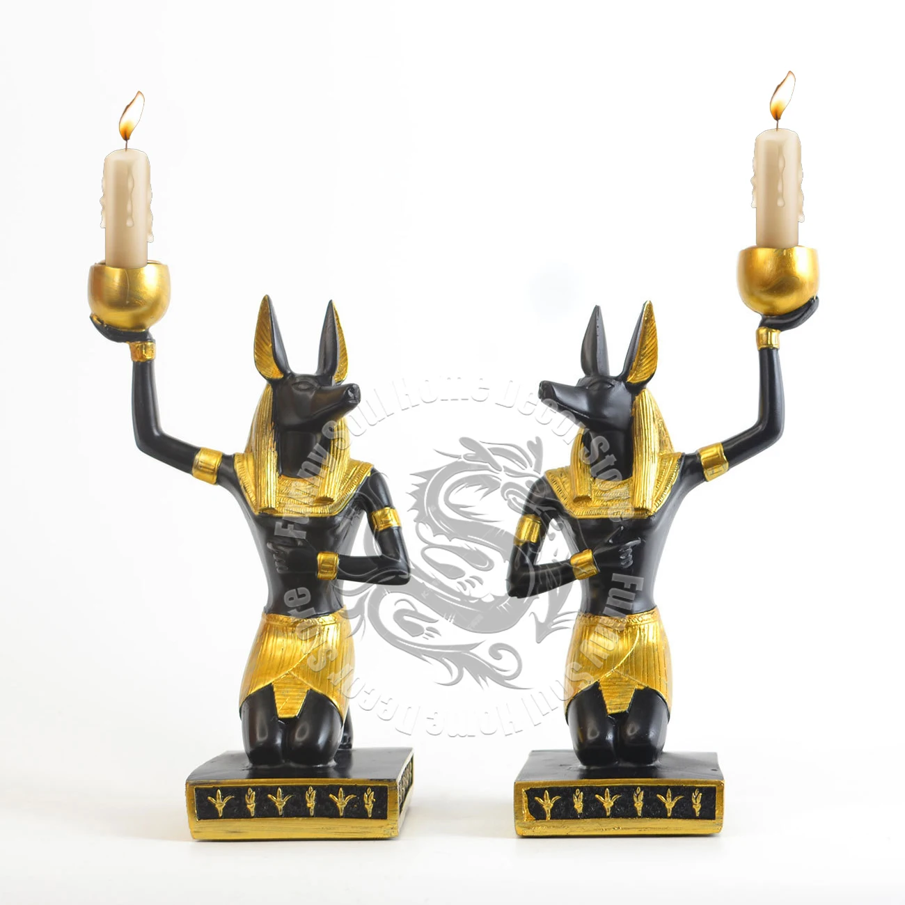 Anubis Egyptian God of Death Statue Dog God Model Candle Holder Egypt Pyramid Tourist Souvenir Gift Office Home Desk Decor Parts