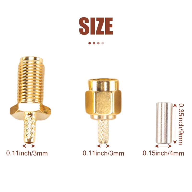VEHO-10Pcs SMA الذكور والإناث موصلات محورية المكشكش ل SMA-RG174 RG316 واي فاي هوائي تمديد كابل #6