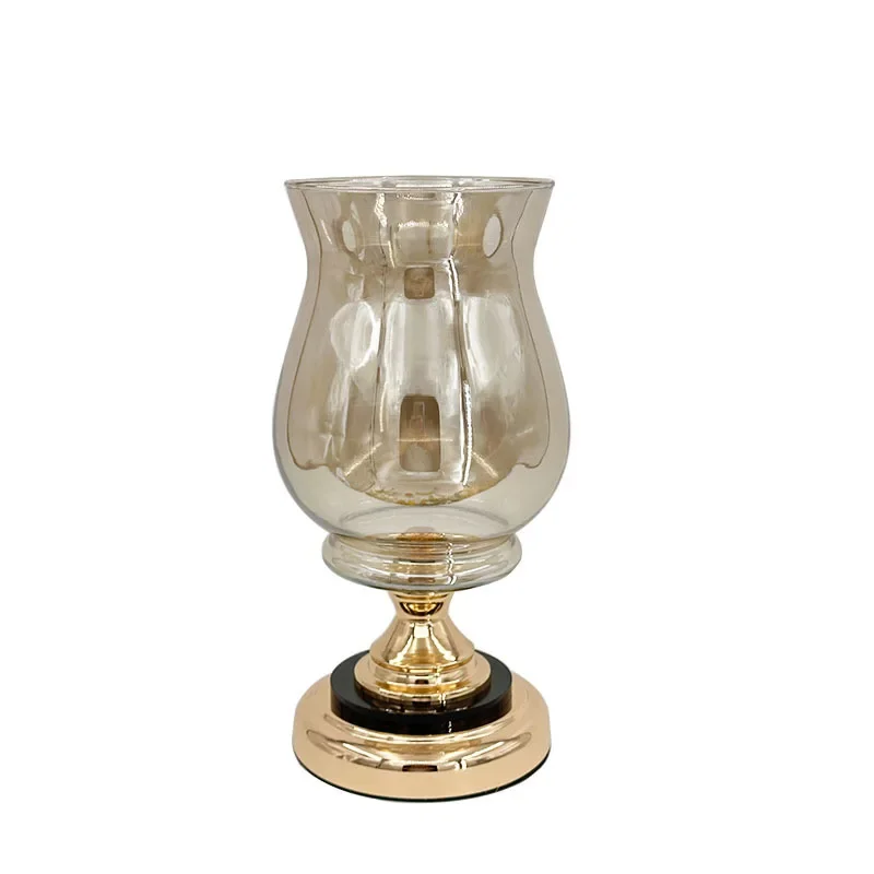 Metal transparent glass vase ornament, living room flower arrangement, dining table decoration