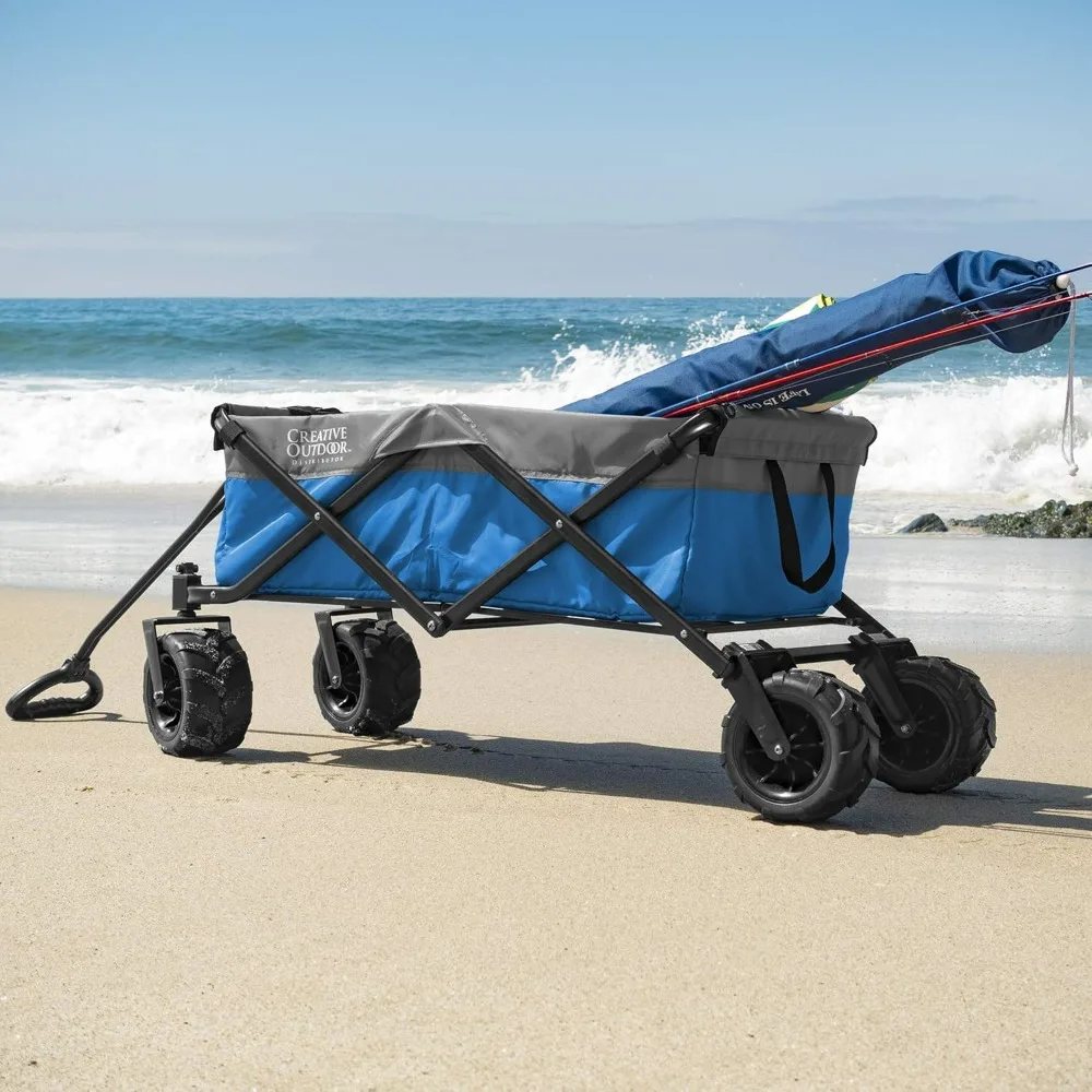 

Kids Creative Outdoor All-Terrain Push Pull Hauler Wagon 200lbs Capacity Collapsible Portable Folding Cart for Easy Storage