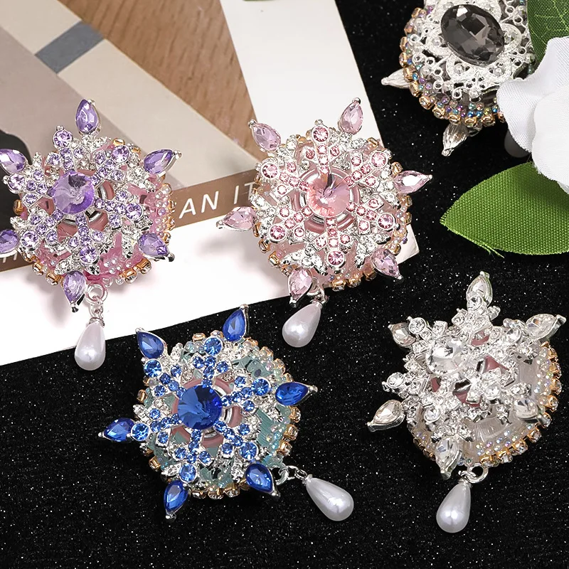 6PCS 40mm Large High Speed Transport Snow Flower Beads Western Regions Princess Rhinestone Bead DIY Phone Chain Keychain Jewelry