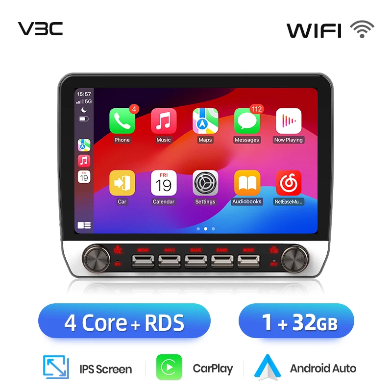 Junsun 10 "Universele Draadloze CarPlay voor Apple Android Auto Radio Intelligente Systemen Scherm Voor Ford Peugeot Citroen Fiat - afbeelding 1