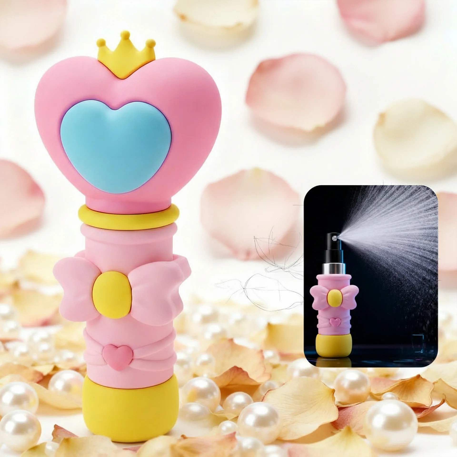 5ml Heart Shaped Magic Wand Spray Bottle, Refillable Mini Makeup Atomizer, Cute Travel Sub-bottling Essential