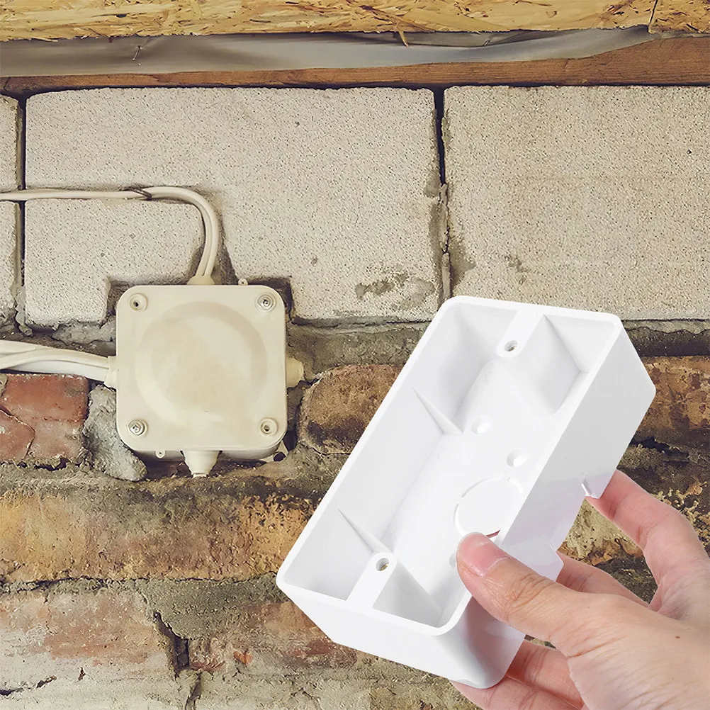 6Pcs Wall Mounted Junction Box Surface Mount Electrical Outlet Box ABS Plastic Shallow Backbox for Home Commercial Wiring