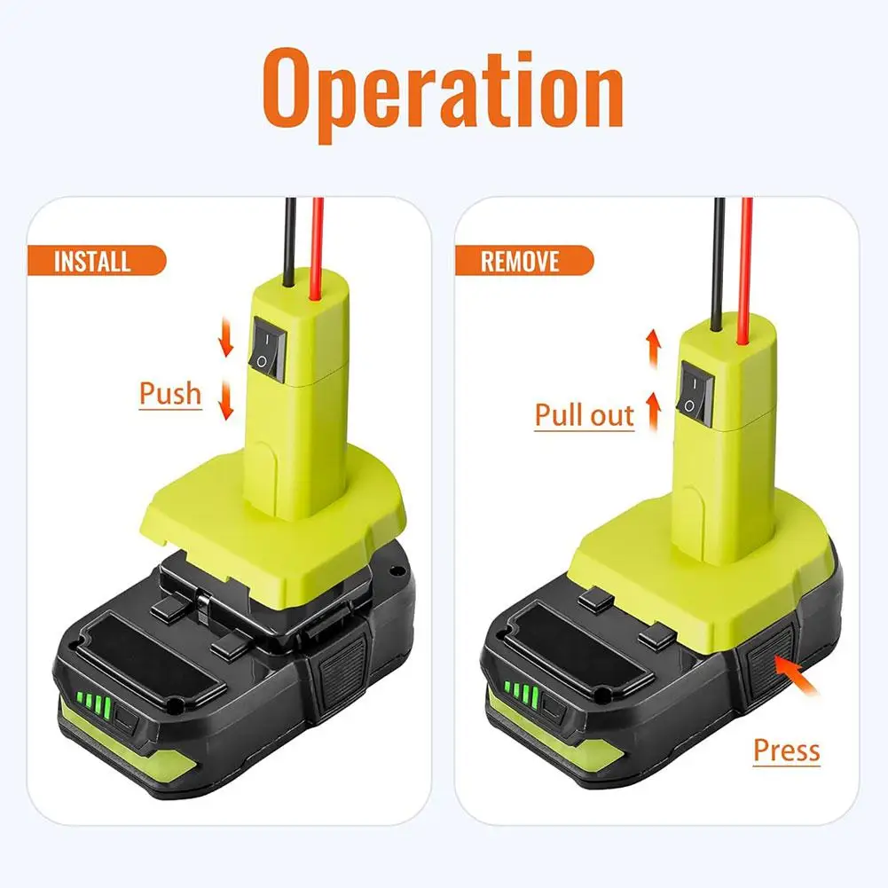 Jumper Cables Adapter For Ryobi 18V Battery, 12AWG 5.9FT Portable Battery Jump Starter Automotive Booster Cables Power