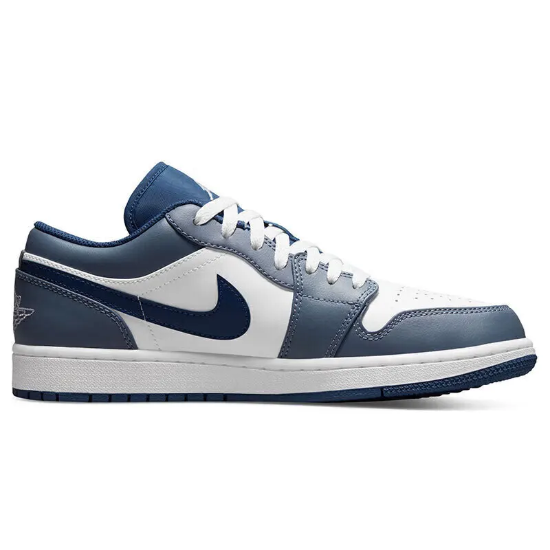 

Nike Air Jordan 1 Low Leather Comfortable Wear-resistant Low-top Retro Basketball Shoes Men's Navy Blue Sneakers 553558-414