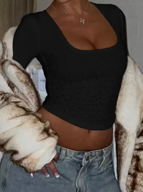 Feminino y2k picante menina estilo manga comprida colete camiseta cor sólida outono/inverno 2025 moda retro streetwear topo