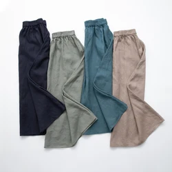 Summer Women All-match Casual Loose Green Comfortable Breathable Natural Thin 14*14 Linen Elastic Waist Brief Basic Skirts