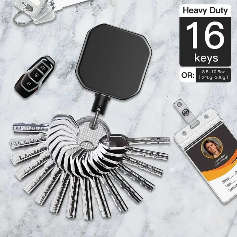 Anti-loss and Easy-to-pull Buckle of Retractable Key Chain Belt Badge Reel Clip Square Accesorios Para Auto Key Chain
