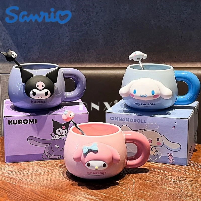 2024 New Hot Selling Sanrio Original Cutey Kuromi 500ml Water Cup 3d Stickers Home Office Ceramic Mug Birthday Present Water Cup