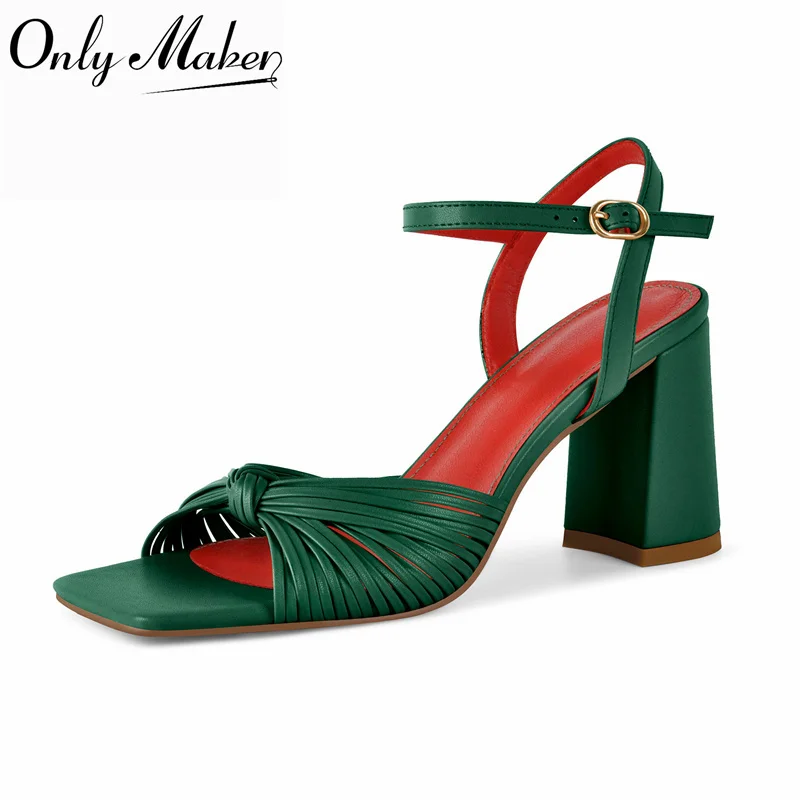 onlymaker-sandales-a-talon-bloc-vert-nouees-a-brides-pour-femme-bout-carre-bride-cheville-a-boucle-talon-epais-pour-soiree-et-robe-de-soiree