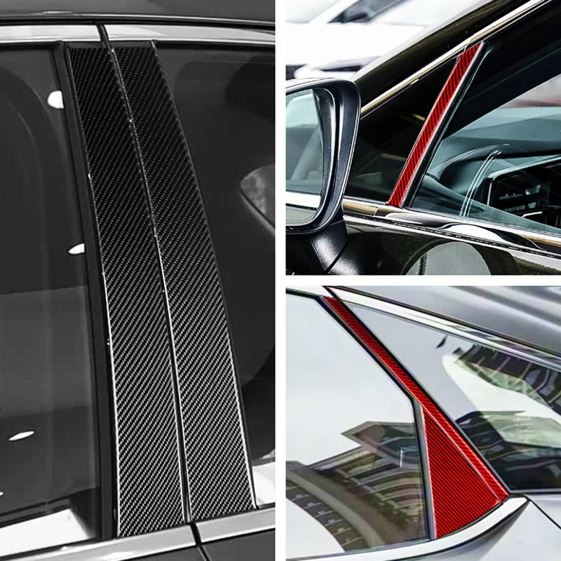 For Lexus RX300 RX350h RX500h 2023-2026 Red Black Carbon Fiber Exterior Window Pillar A B  C Strips Cover Trim Car Styling