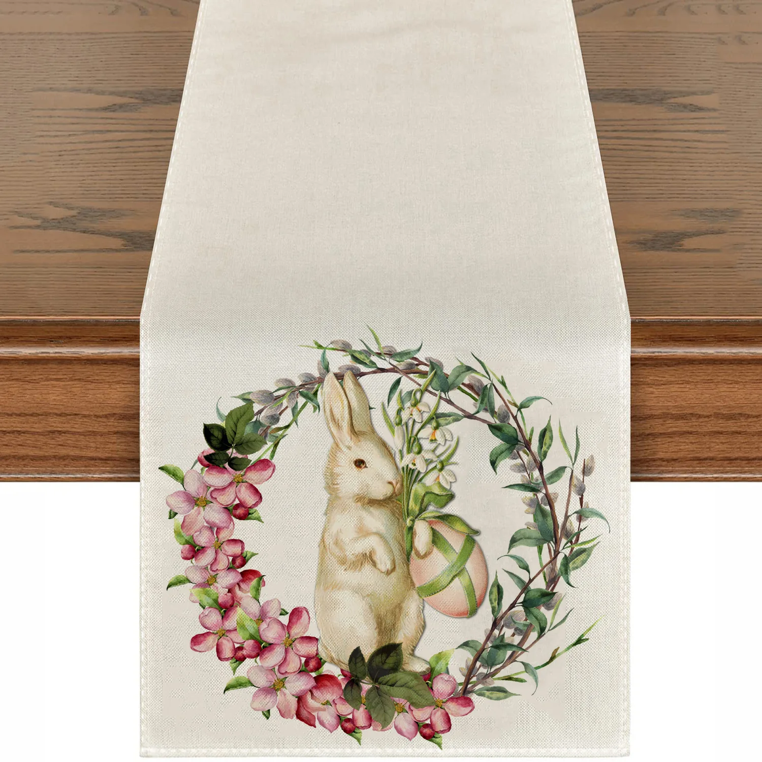 HOT Linen Easter bunny flower cow printed table runner flag cover kitchen tablecloth party Table decoration and accessories