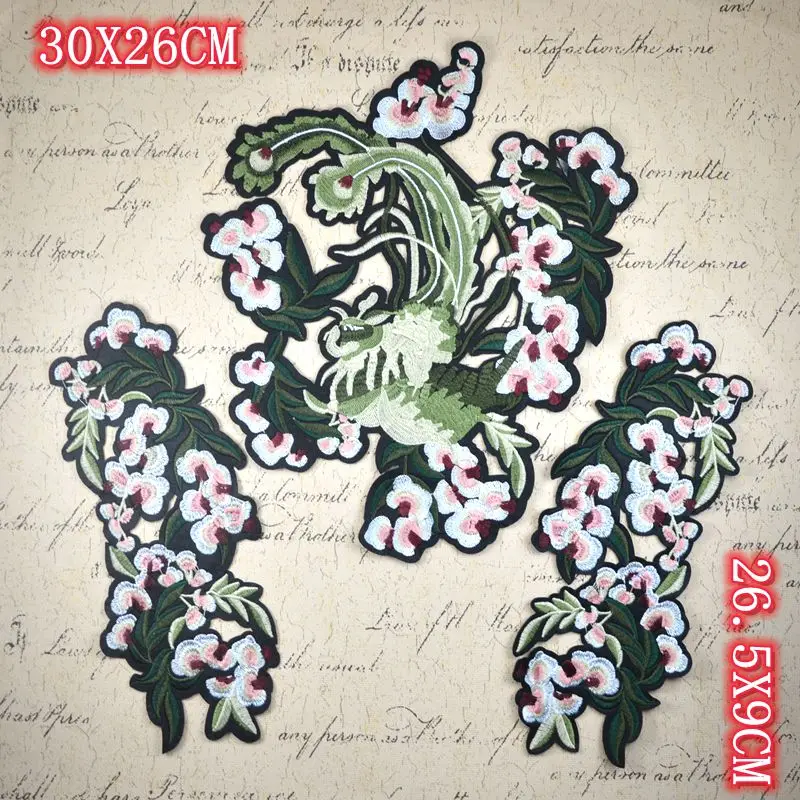 

Цветок Феникса, 3 шт./компл., вышитые аппликации, нашивки parche для одежды, аппликации de roupa, наклейки parches bordados para ropa