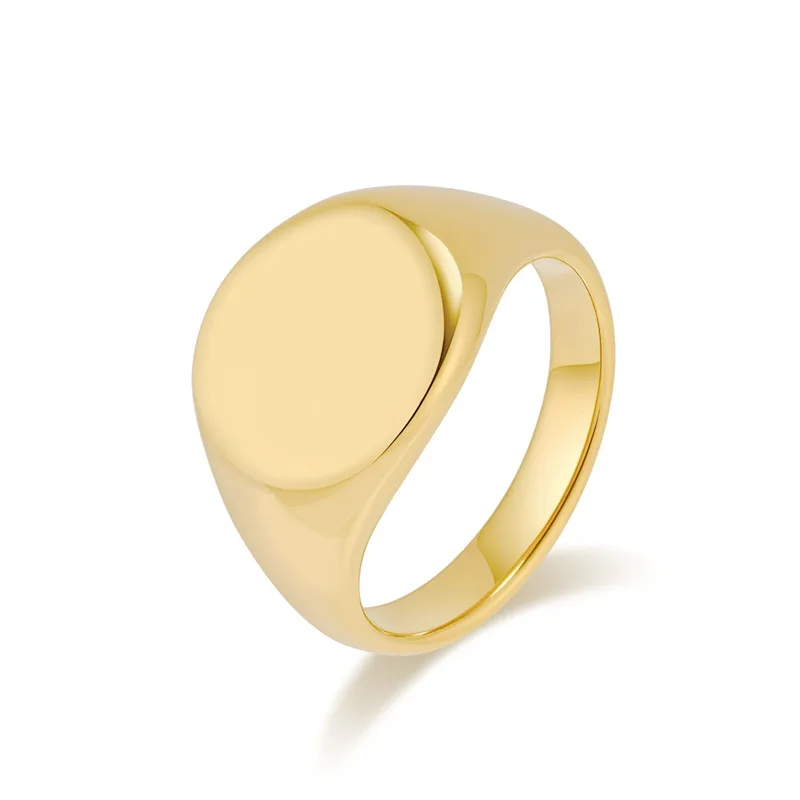 Classic Round Ring for Men,Stainless Steel Thumb Ring Signet Ring Pinky Ring,Stylish Jewelry Gift for Husband Boyfriend Dad