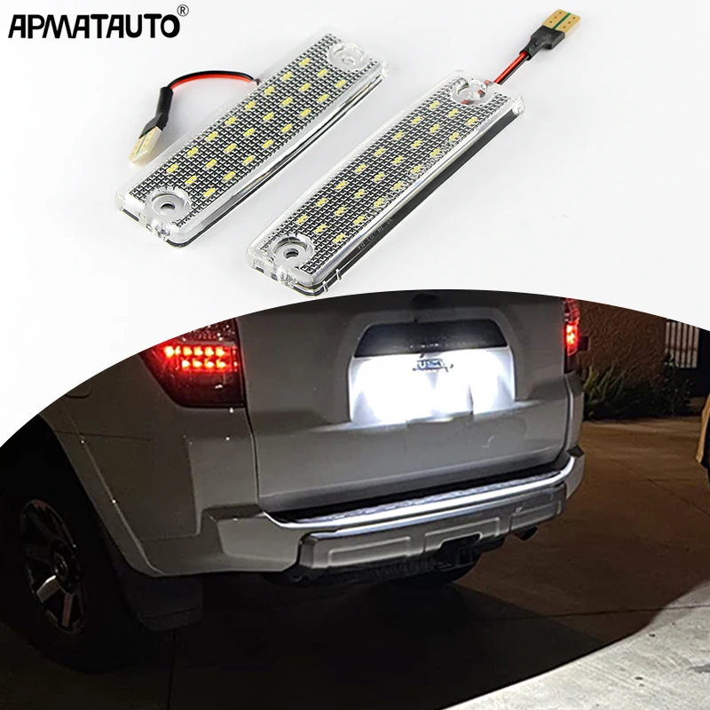 2PCS For Toyota 4Runner Sequoia Land Cruiser Prado 150 Haice 100 Series Sienna Sequoia Hilux Lexus GX470 Led License Plate Light