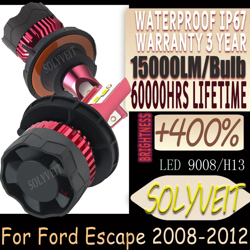 

Quick Installation Night Reliability Waterproof warranty 3 year 9008 H13 LED Headlight For Ford Escape 2008 2009 2010 2011 2012