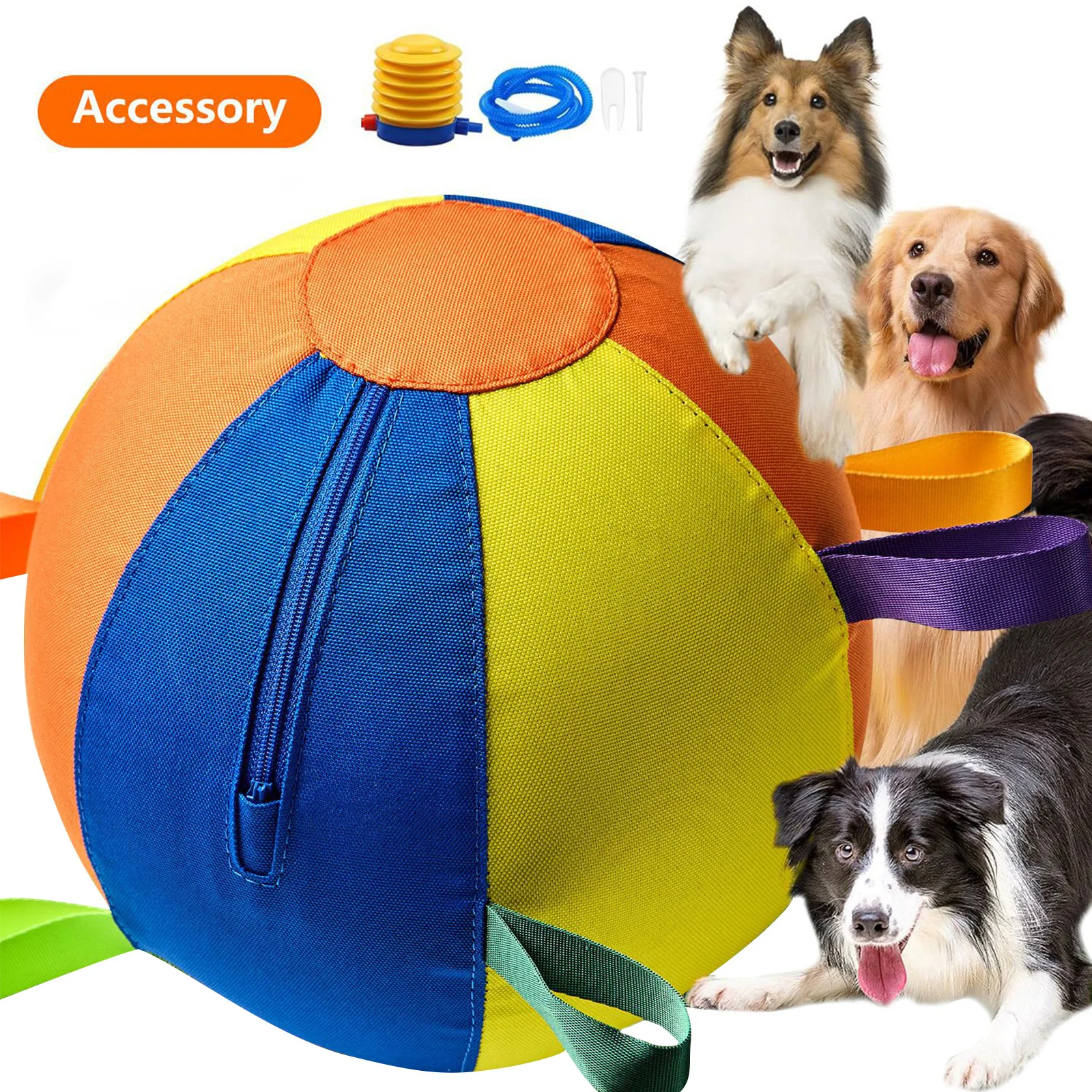 Beruhigender Jumbo-Ball Reißfester Kaubeständiger Stoff-Hundeball Aufblasbarer Großer Ball für Mittelgroße und Große Hunde Golden Retriever