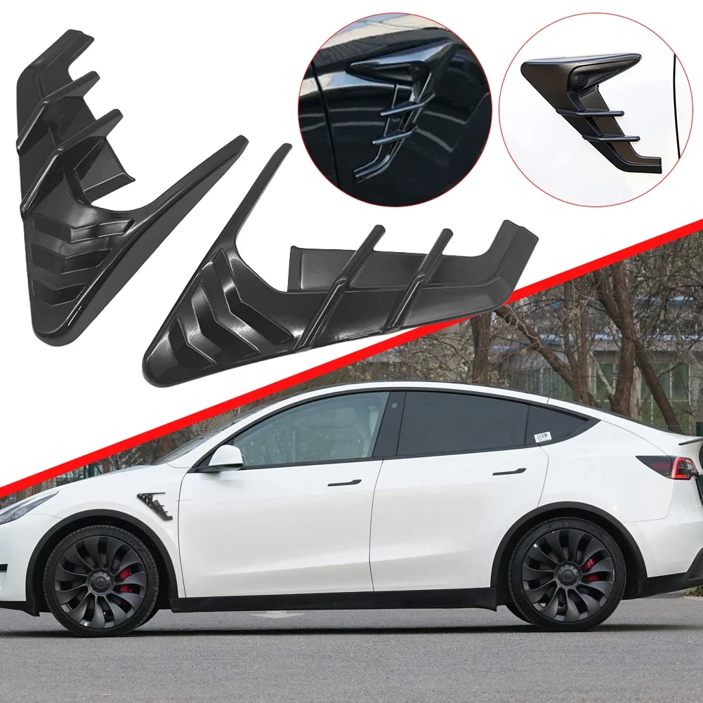 For Tesla Model 3 Y Car Side Camera Flanks Covers Spoiler Dust Cover Carbon Fiber Car Side Wing Panel Cover Accessories