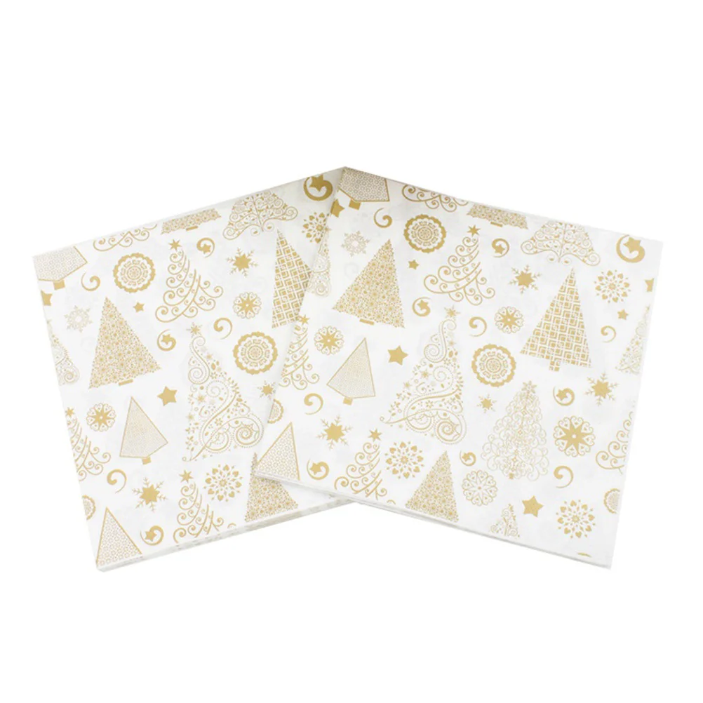 Serviettes de cocktail en papier, décor de Noël, décorations d'arbre de Noël, tissu, 20 pièces