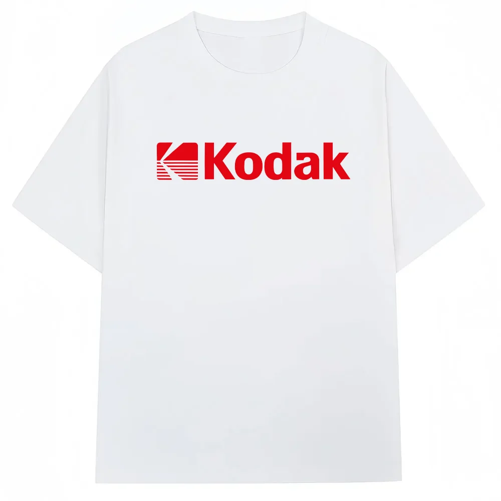 Kodak Summer Brand Trendy Letter Print 100% Pure Cotton Men T-shirt Daily Street Casual Sweat-absorbing Breathable Short Sleeve
