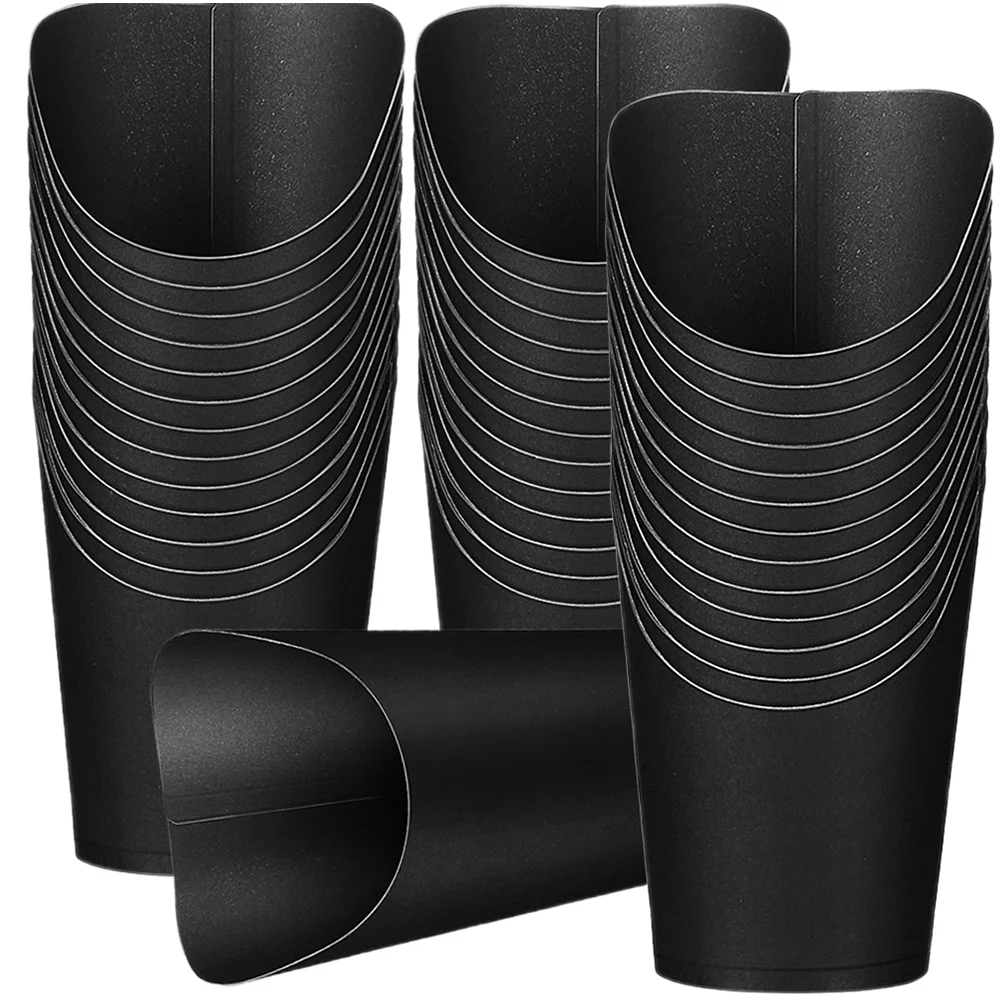 French Fry Cups Thickened Black Kraft Paper Slanted French Fries Cup Take-out Boxes